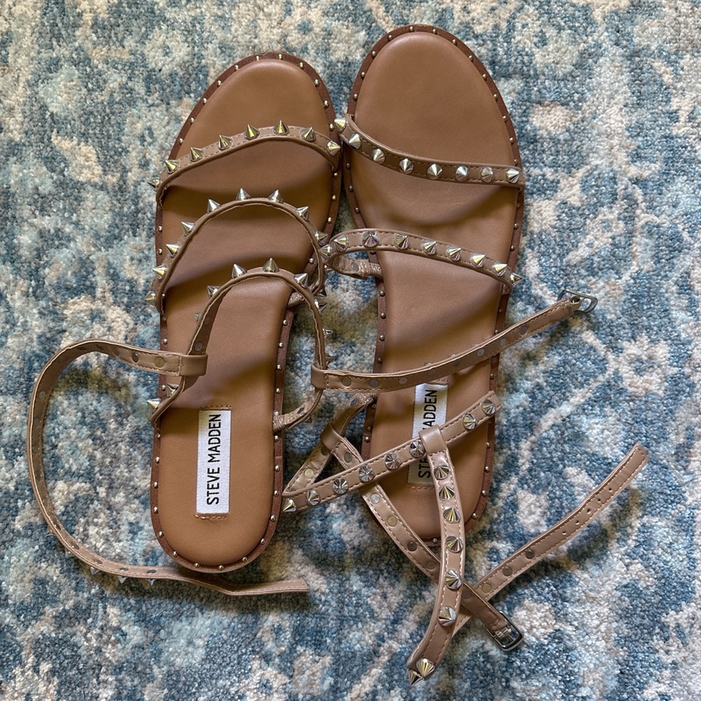 Steve Madden Brown Studded Strappy Sandals